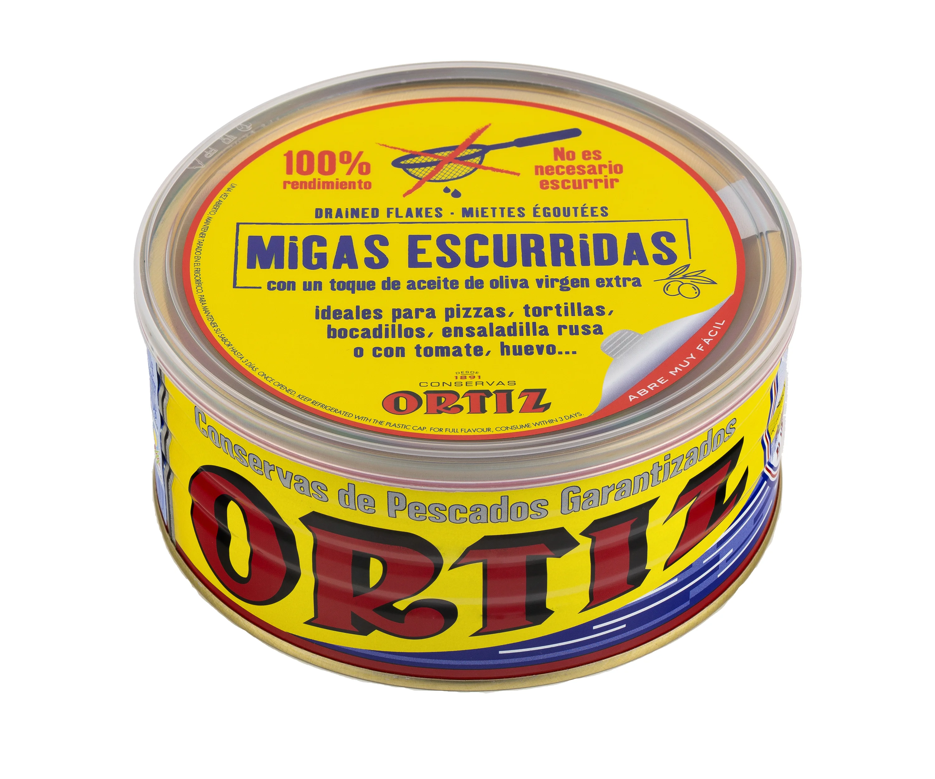 migas escurridas bonito del norte aceite ecologico conservas ortiz